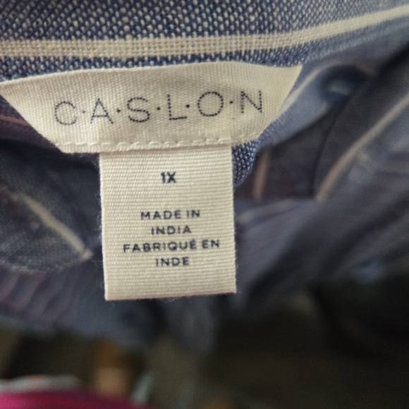 Caslon Blue Striped Linen Button-Up Dress Size 1X - Picture 5 of 5